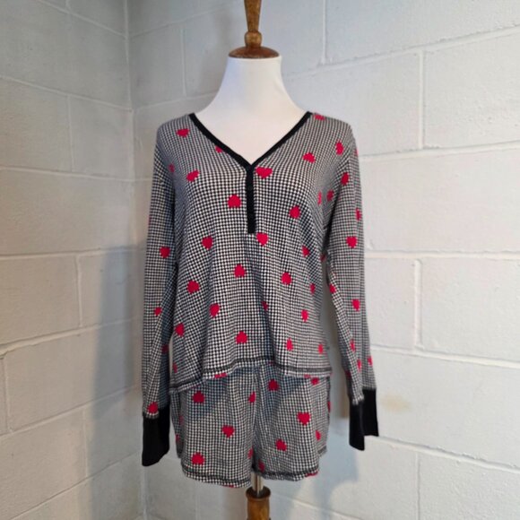 y2k Victoria's Secret Girly Femi Cottage Coquette Gingham & Hearts Thermal PJ's - Picture 3 of 14